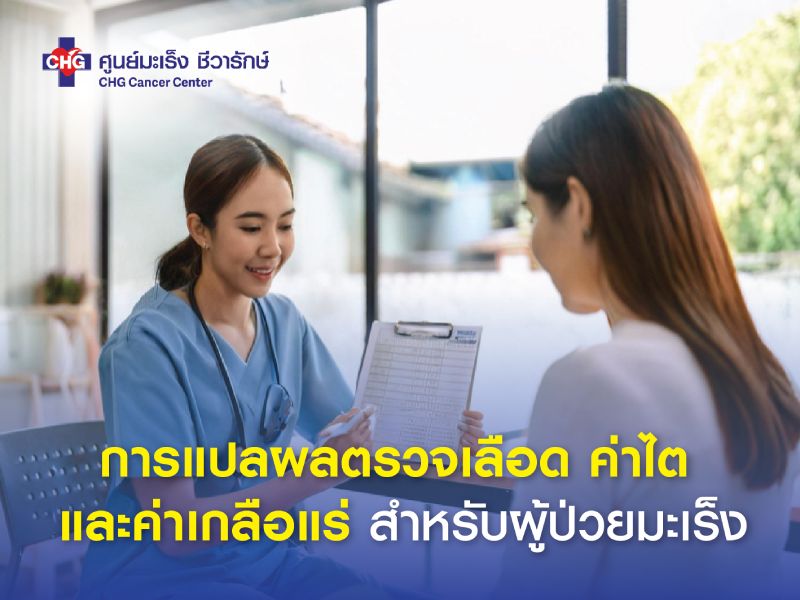 อินโฟกราฟิกอธิบายการทำงานของไตและระดับอิเล็กโทรไลต์ของผู้ป่วยโรคมะเร็ง รวมถึงสัญลักษณ์สำหรับการตรวจเลือด ไต และองค์ประกอบอิเล็กโทรไลต์ เช่น โซเดียม โพแทสเซียม แคลเซียม และแมกนีเซียม