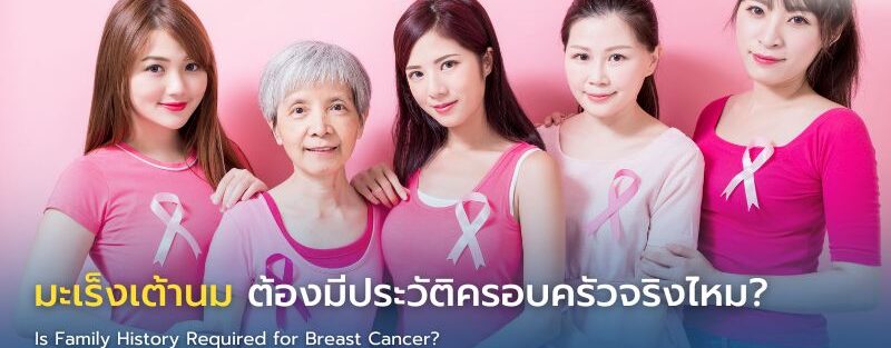 อินโฟกราฟิกอธิบายความเสี่ยงมะเร็งเต้านมจากพันธุกรรม แสดงยีน BRCA1 BRCA2 ประวัติครอบครัว และปัจจัยเสี่ยงอื่น เช่น อายุ ฮอร์โมน และการตรวจ Mammogram