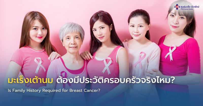 อินโฟกราฟิกอธิบายความเสี่ยงมะเร็งเต้านมจากพันธุกรรม แสดงยีน BRCA1 BRCA2 ประวัติครอบครัว และปัจจัยเสี่ยงอื่น เช่น อายุ ฮอร์โมน และการตรวจ Mammogram